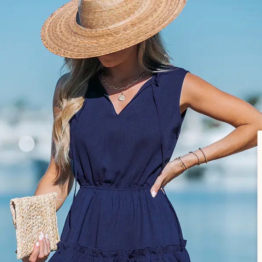 Cupshe Deep Blue Sleeveless Midi Dress